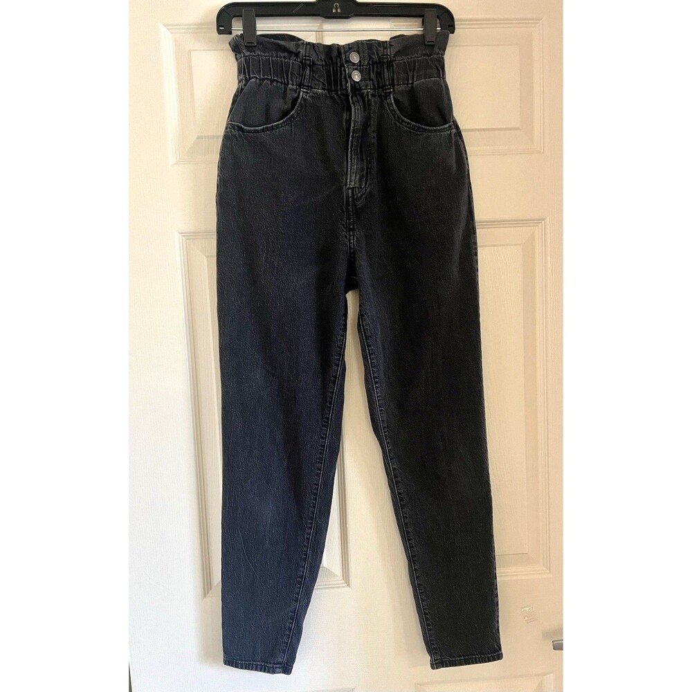 Levi’s High Rise Paper Bag Jeans Dial It Black Relaxed Fit Tapered Leg Waist 25